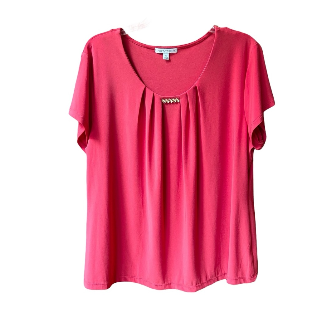 Notations Bright Pink Jeweled Blouse XL